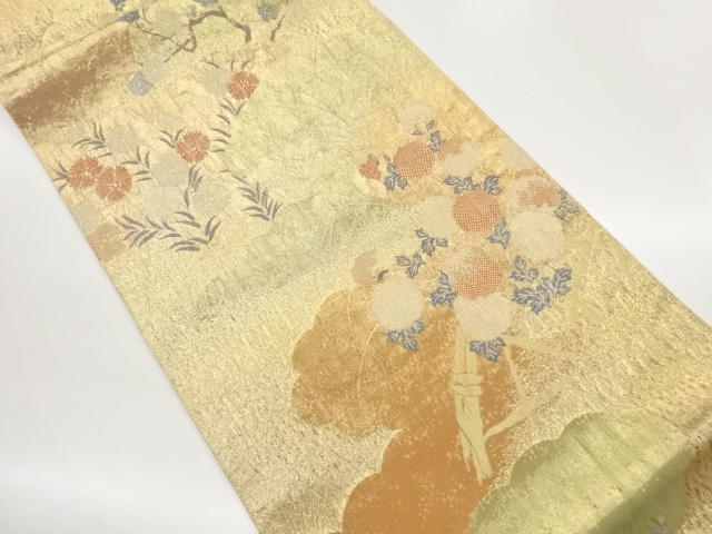 JAPANESE FUKURO OBI / MATELASSE / WOVEN FLORAL PLANTS